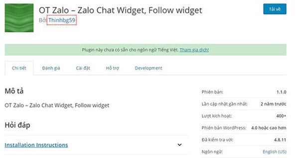 Phương pháp cài đặt Plugin OT Zalo Chat nhanh chóng
